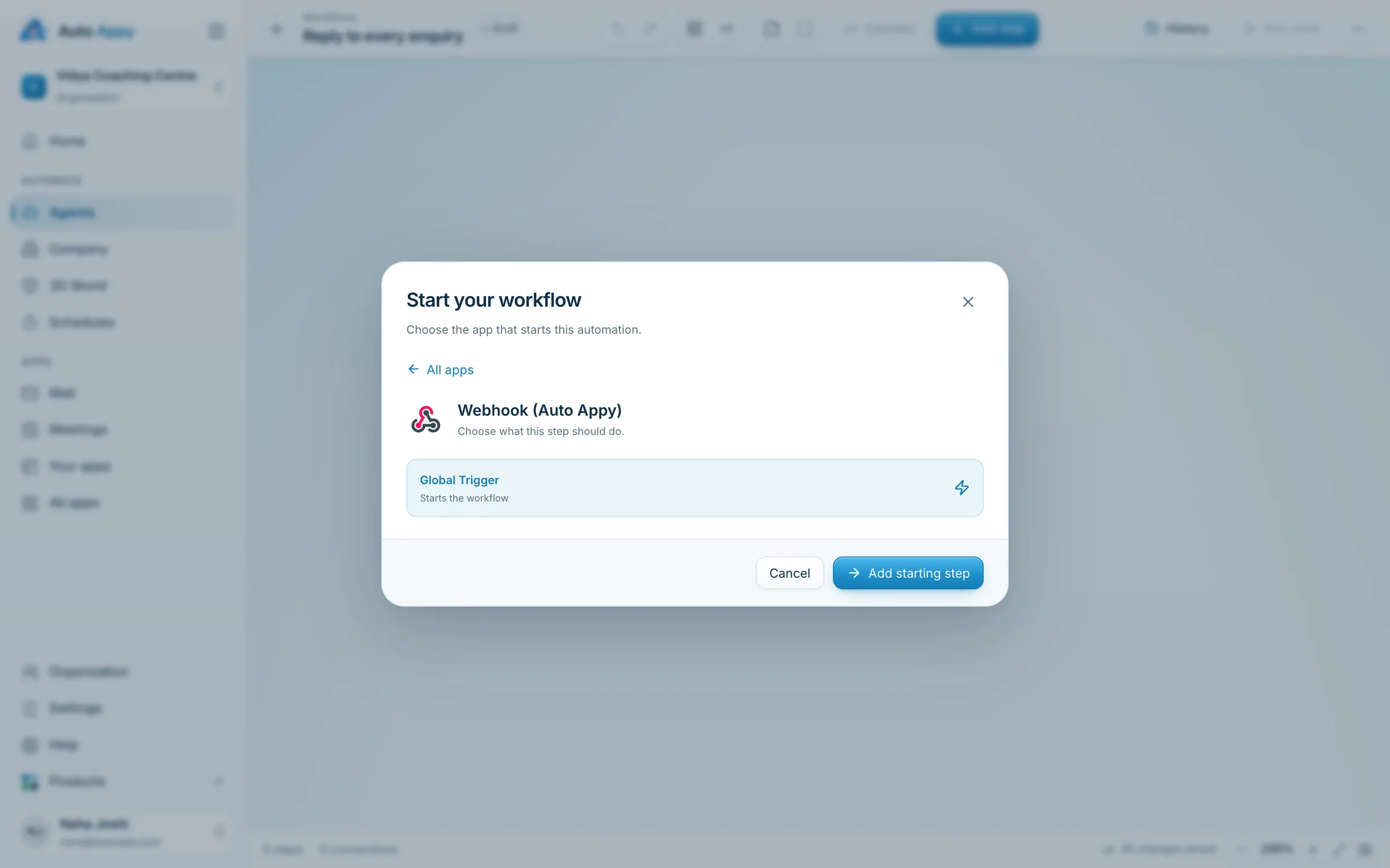 Start with a webhook